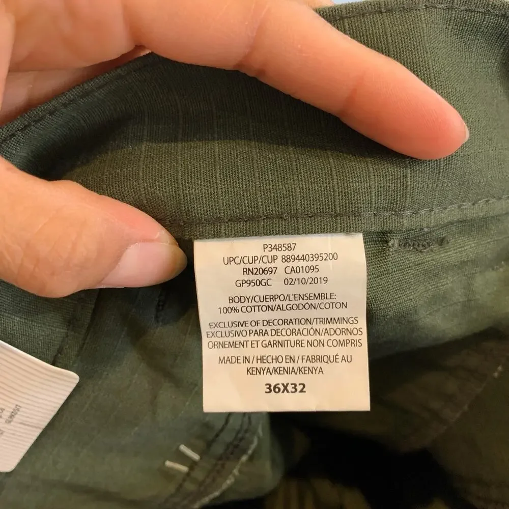 Dickies Pants Mens 36 Green Ripstop Range Relaxed Fit Cotton Utility Work
